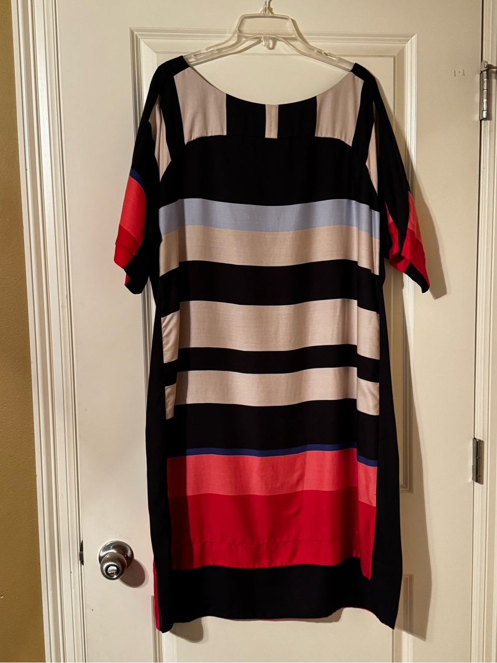 Ann Taylor XXL Colorblock Shift Dress Black Pink Beige Striped Career Plus Size